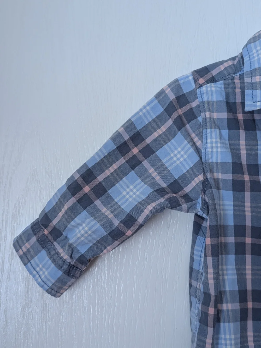 OshKosh B'gosh Blue Plaid Collared Cotton Bodysuit. Size 18 Month
